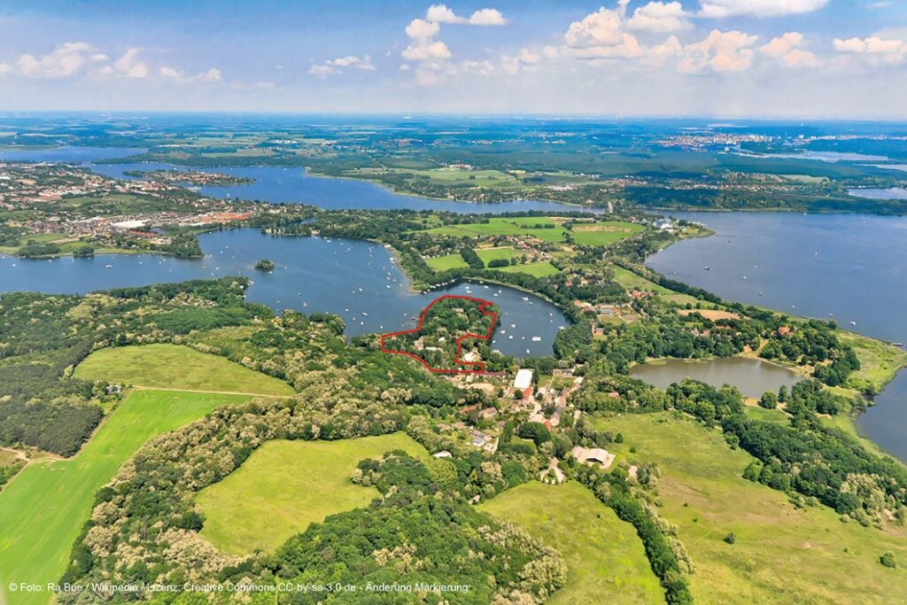 Luftaufnahme mit Markierung