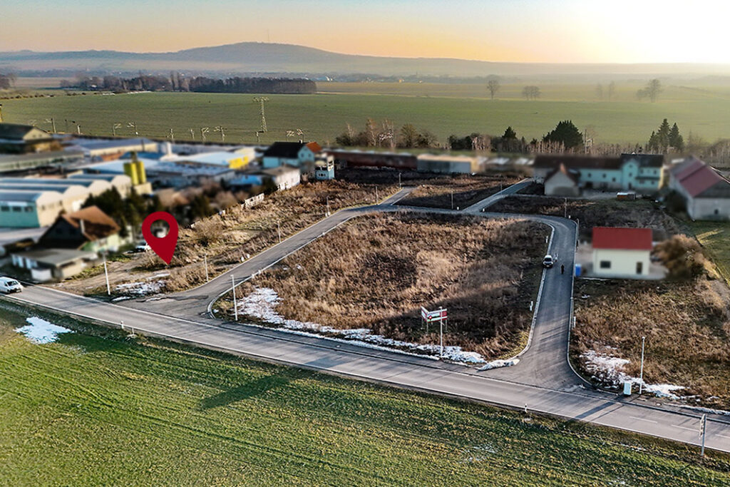 Luftaufnahme mit Markierung