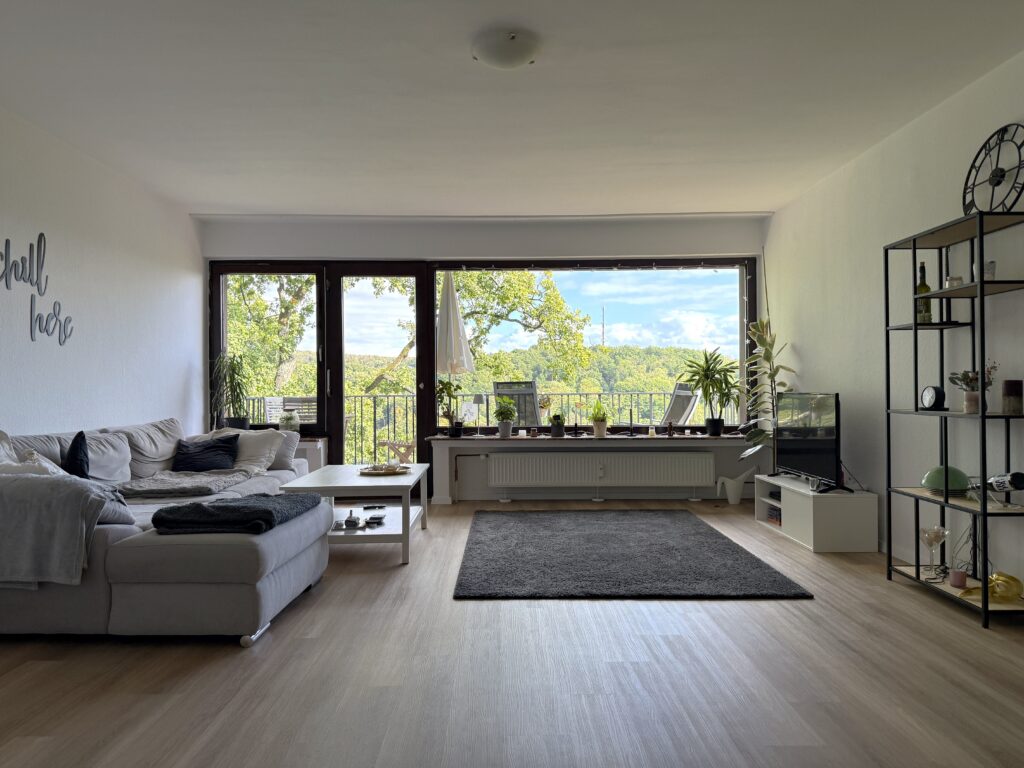 Wohnzimmer mit Balkon, Fenster jetzt neu